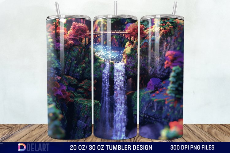 3D Multnomah Falls Oregon Tumbler Wrap
