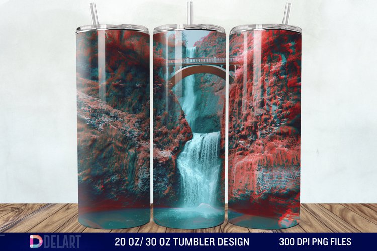 3D Multnomah Falls Oregon Tumbler Wrap example image 1