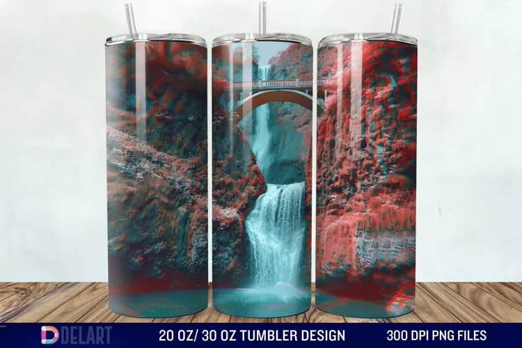 3D Multnomah Falls Oregon Tumbler Wrap