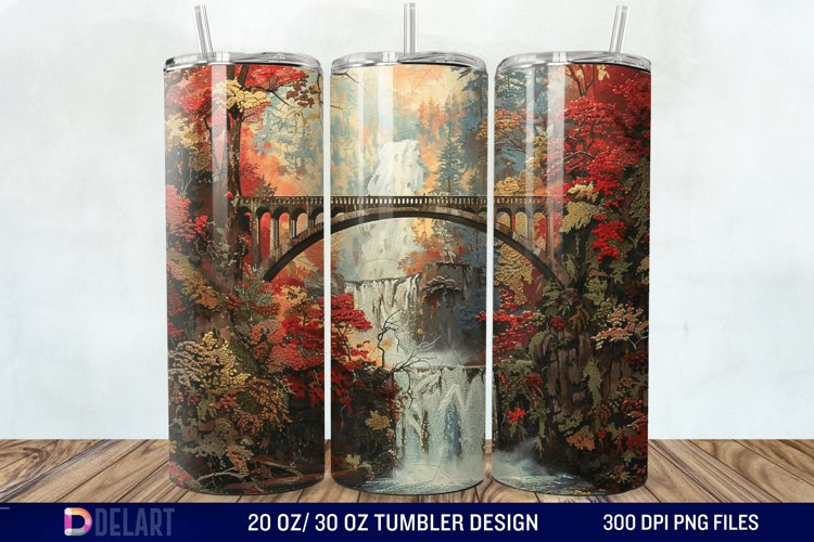 3D Multnomah Falls Oregon Tumbler Wrap example image 1