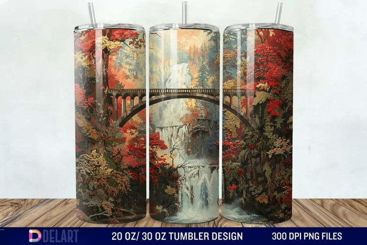 3D Multnomah Falls Oregon Tumbler Wrap