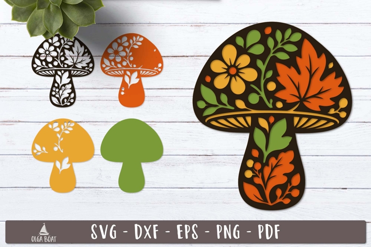3d Mushroom Autumn Layered SVG design