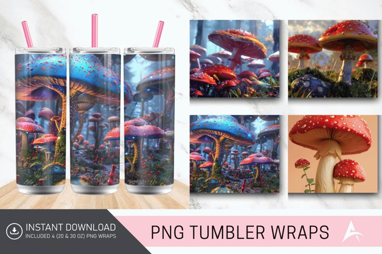 3D Mushroom Tumbler wrap example image 1