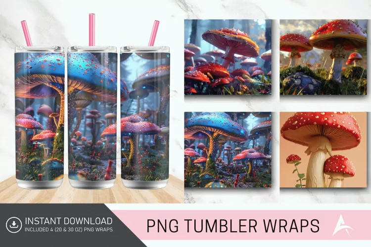 3D Mushroom Tumbler wrap