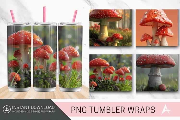 3D Mushroom Tumbler wrap example image 1