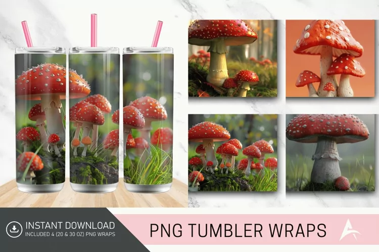 3D Mushroom Tumbler wrap