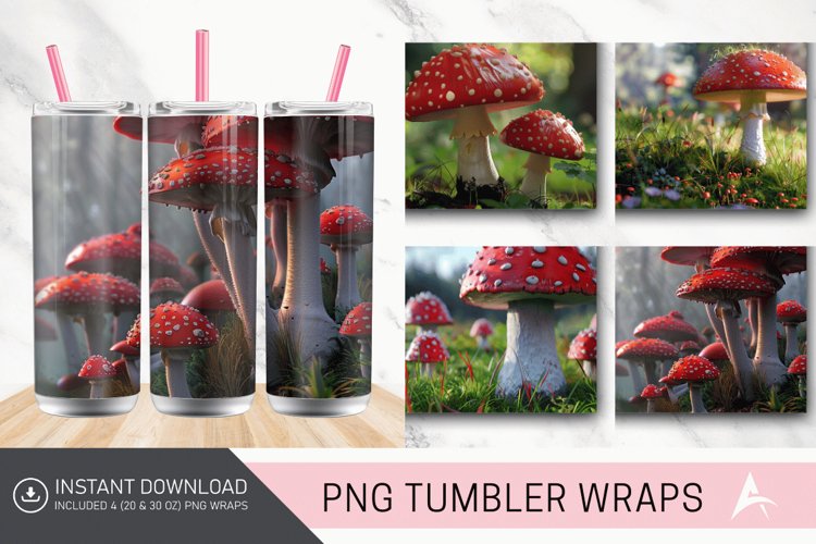 3D Mushroom Tumbler wrap example image 1