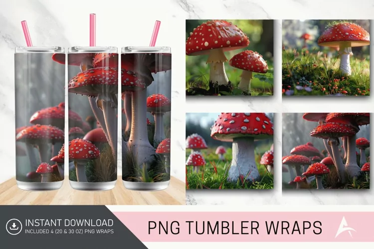 3D Mushroom Tumbler wrap
