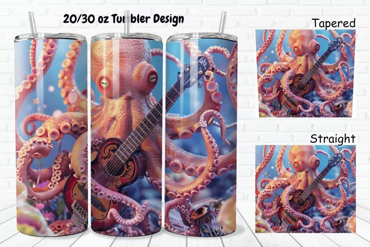 3D Musician Octopus 20/30oz Skinny Tumbler
