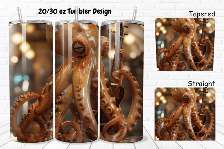 3D Musician Octopus 20/30oz Skinny Tumbler example image 1