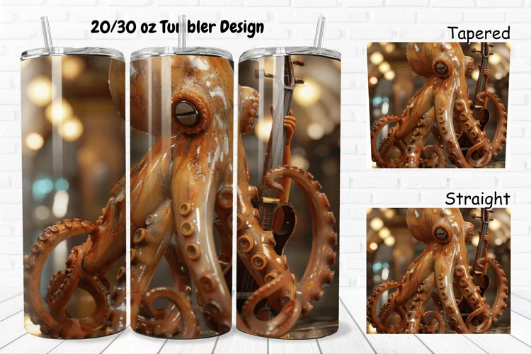 3D Musician Octopus 20/30oz Skinny Tumbler