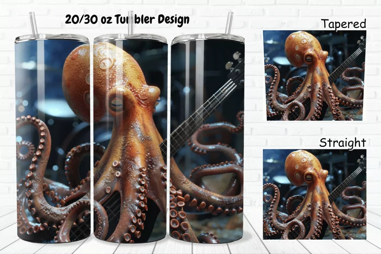 3D Musician Octopus 20/30oz Skinny Tumbler