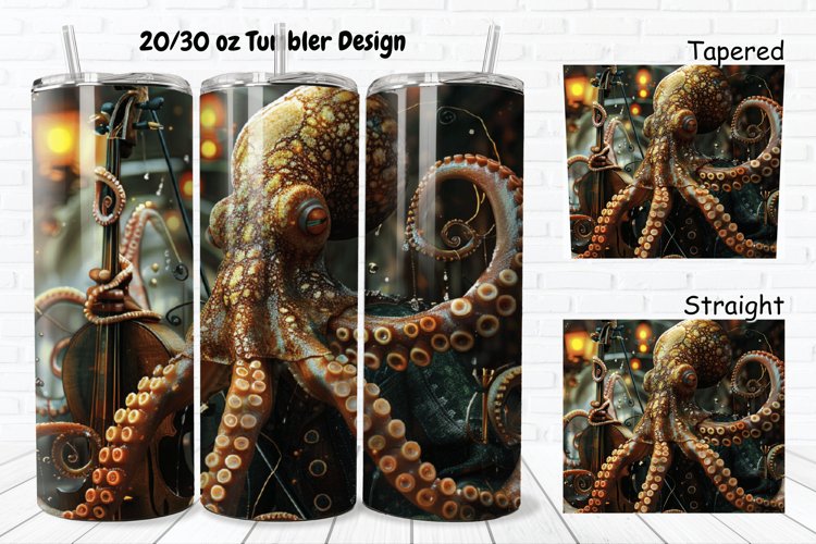 3D Musician Octopus 20/30oz Skinny Tumbler example image 1