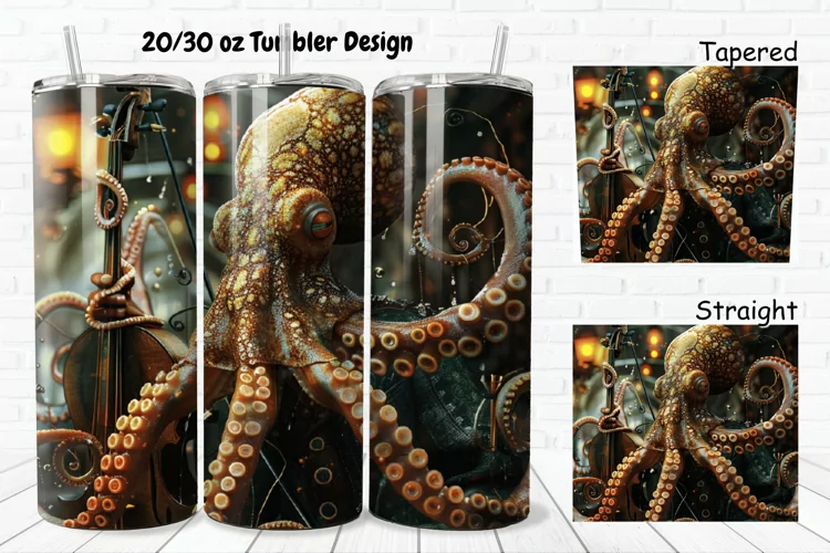 3D Musician Octopus 20/30oz Skinny Tumbler