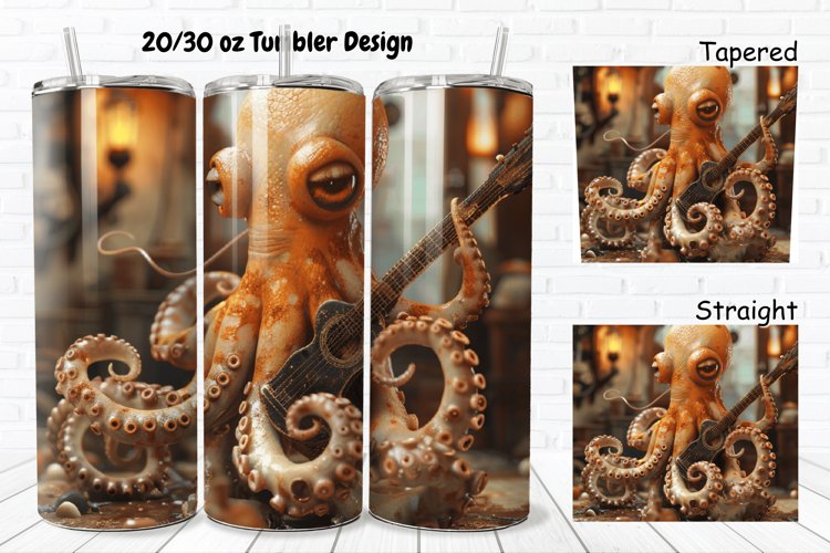 3D Musician Octopus 20/30oz Skinny Tumbler example image 1
