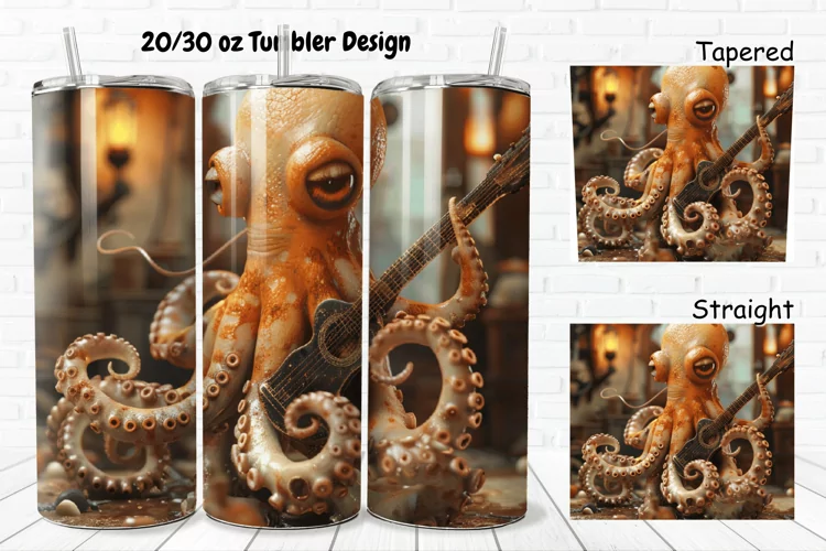 3D Musician Octopus 20/30oz Skinny Tumbler