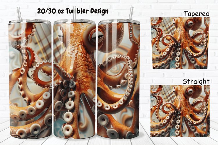 3D Musician Octopus 20/30oz Skinny Tumbler example image 1