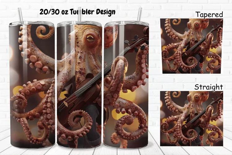 3D Musician Octopus 20/30oz Skinny Tumbler