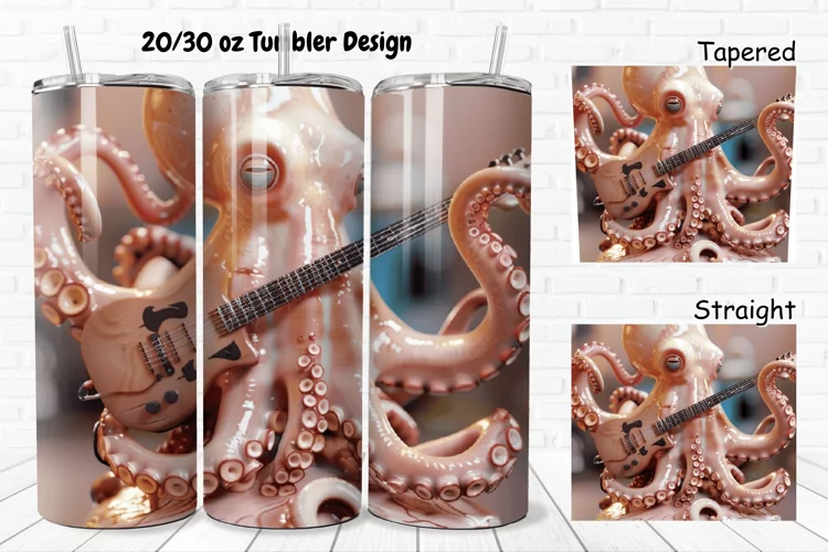 3D Musician Octopus 20/30oz Skinny Tumbler