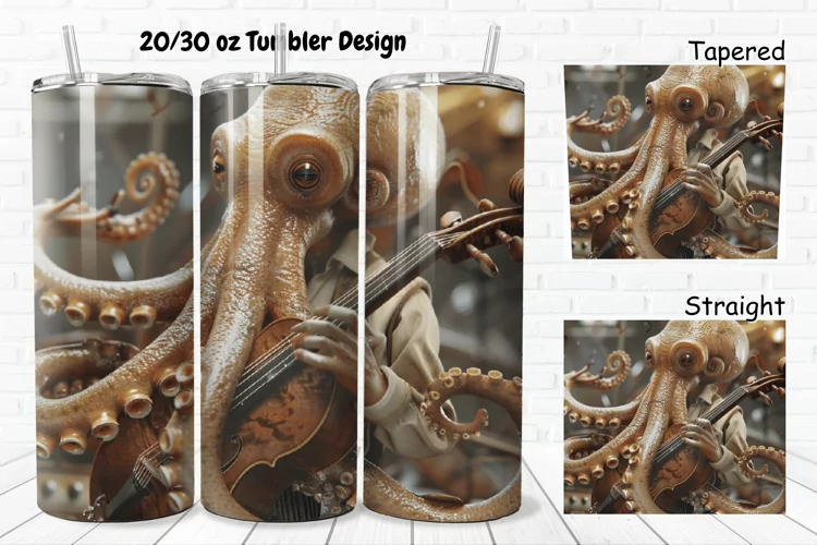 3D Musician Octopus 20/30oz Skinny Tumbler