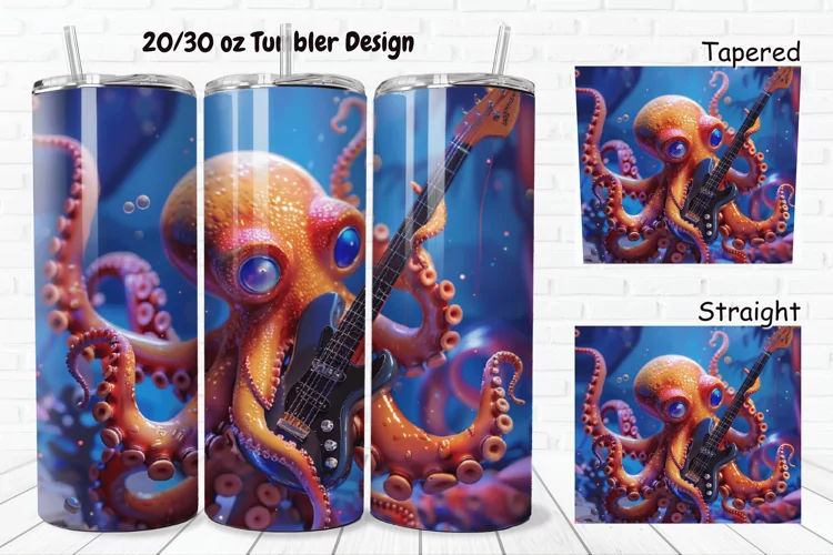 3D Musician Octopus 20/30oz Skinny Tumbler