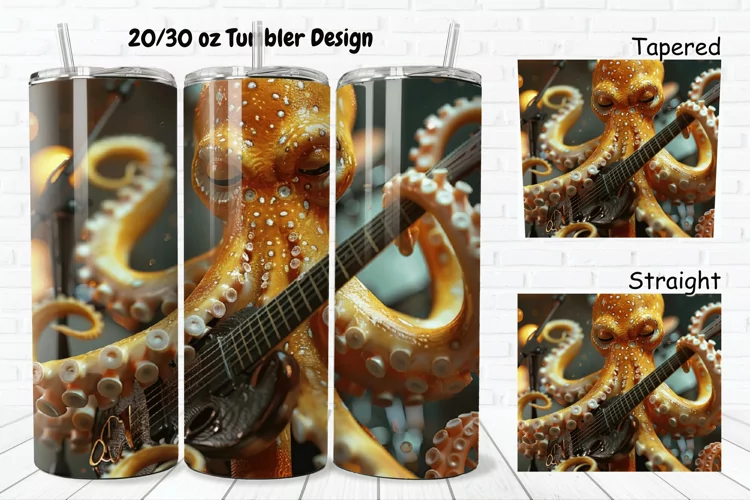 3D Musician Octopus 20/30oz Skinny Tumbler