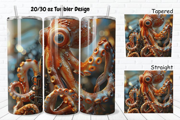 3D Musician Octopus 20/30oz Skinny Tumbler example image 1