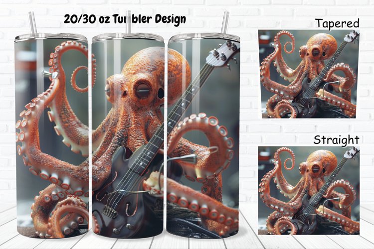3D Musician Octopus 20/30oz Skinny Tumbler example image 1