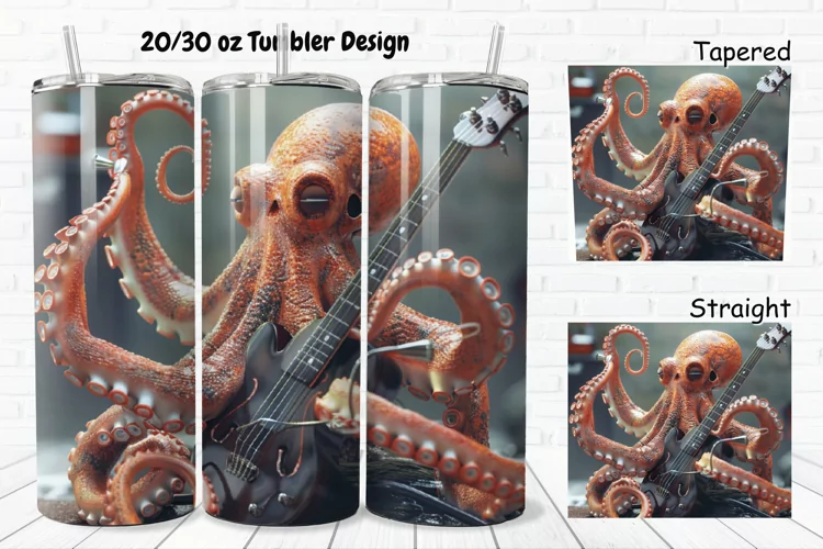 3D Musician Octopus 20/30oz Skinny Tumbler