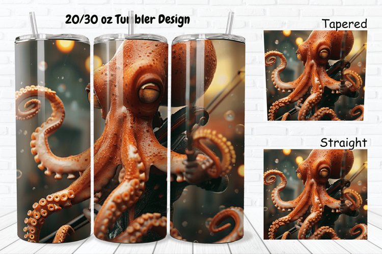 3D Musician Octopus 20/30oz Skinny Tumbler example image 1