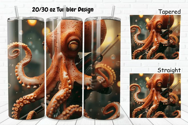3D Musician Octopus 20/30oz Skinny Tumbler