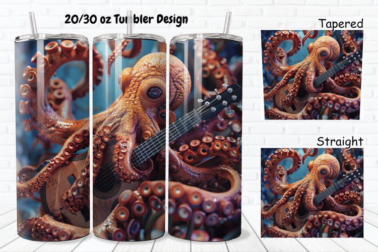 3D Musician Octopus 20/30oz Skinny Tumbler example image 1