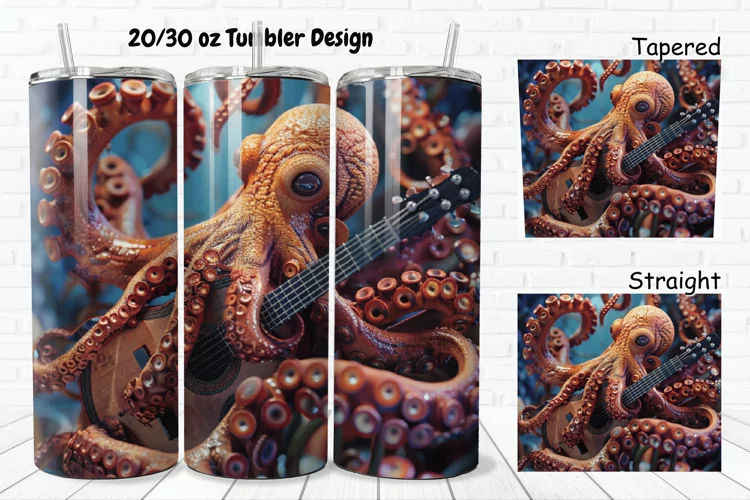 3D Musician Octopus 20/30oz Skinny Tumbler
