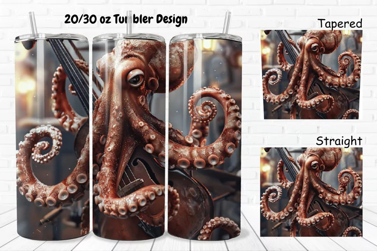 3D Musician Octopus 20/30oz Skinny Tumbler