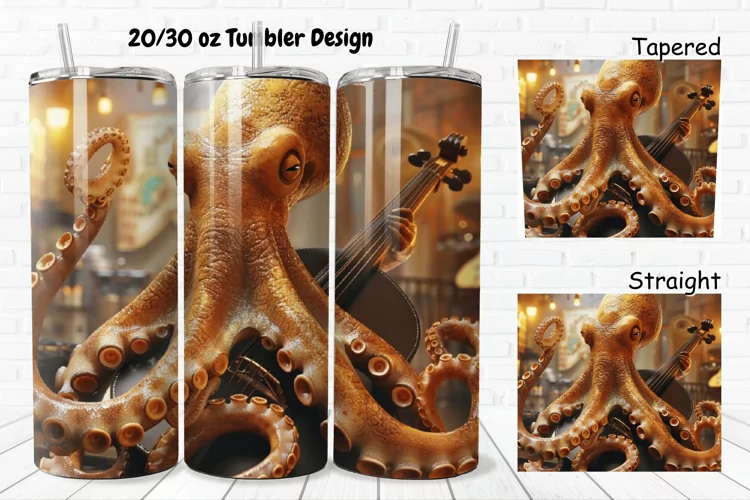 3D Musician Octopus 20/30oz Skinny Tumbler