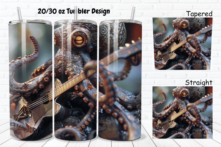 3D Musician Octopus 20/30oz Skinny Tumbler example image 1