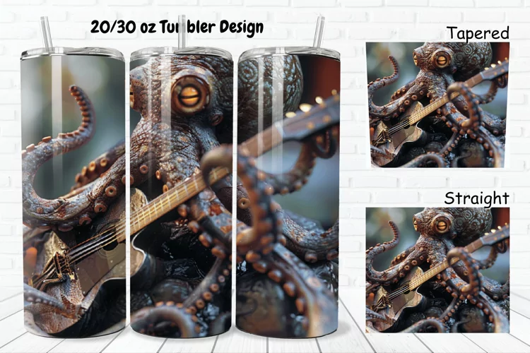 3D Musician Octopus 20/30oz Skinny Tumbler