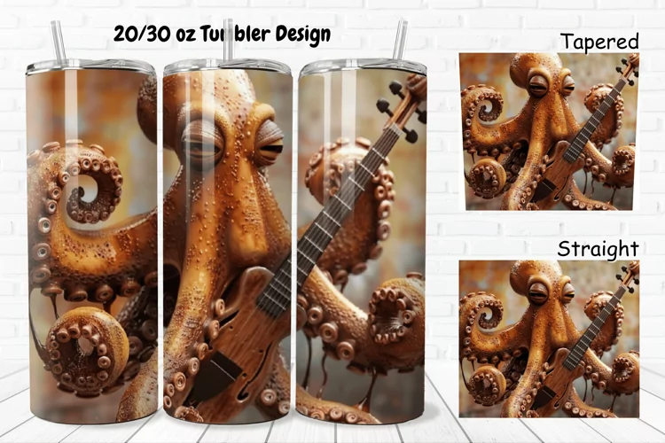 3D Musician Octopus 20/30oz Skinny Tumbler