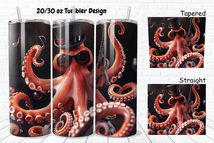 3D Musician Octopus 20/30oz Skinny Tumbler example image 1