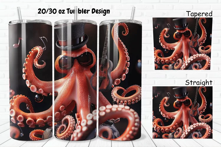 3D Musician Octopus 20/30oz Skinny Tumbler