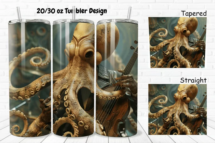 3D Musician Octopus 20/30oz Skinny Tumbler