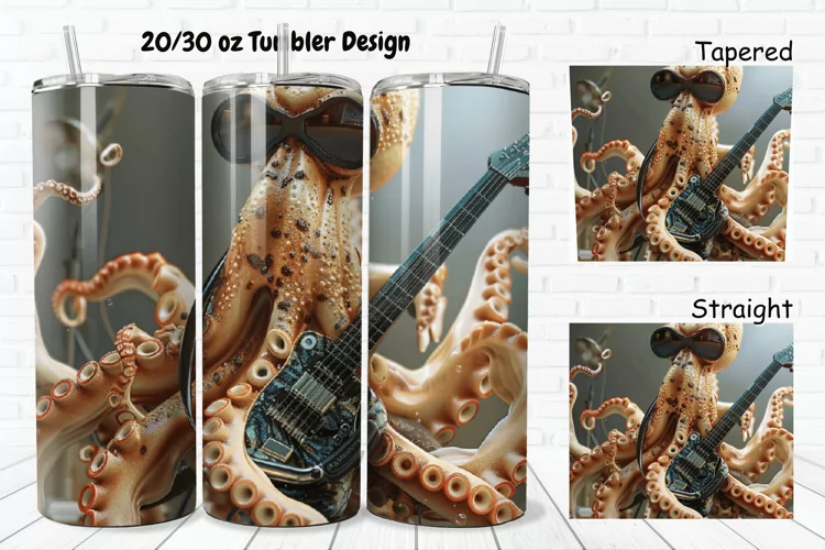 3D Musician Octopus 20/30oz Skinny Tumbler