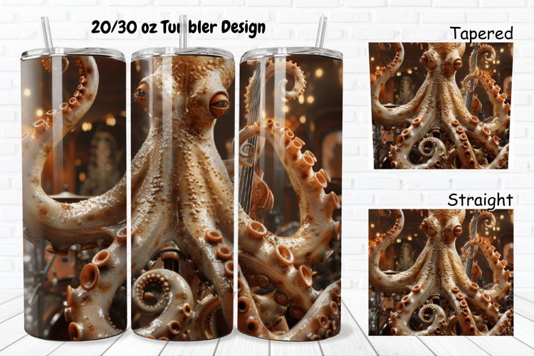 3D Musician Octopus 20/30oz Skinny Tumbler example image 1