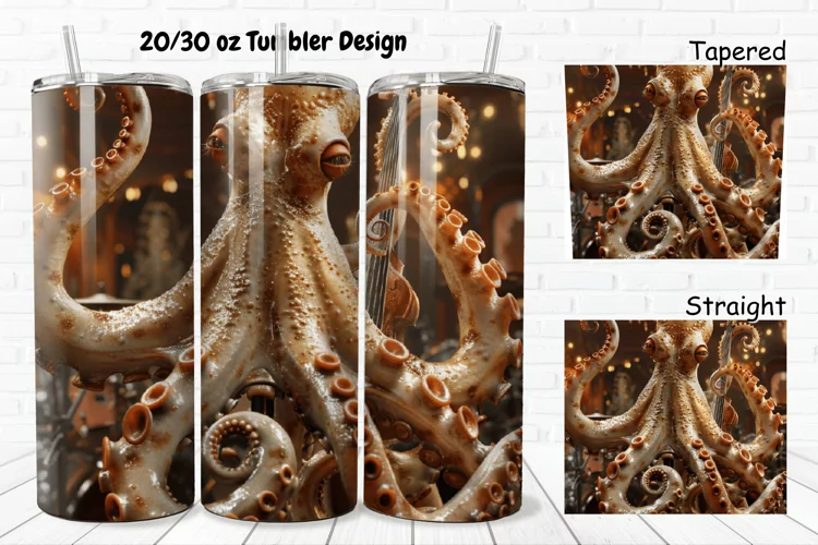 3D Musician Octopus 20/30oz Skinny Tumbler