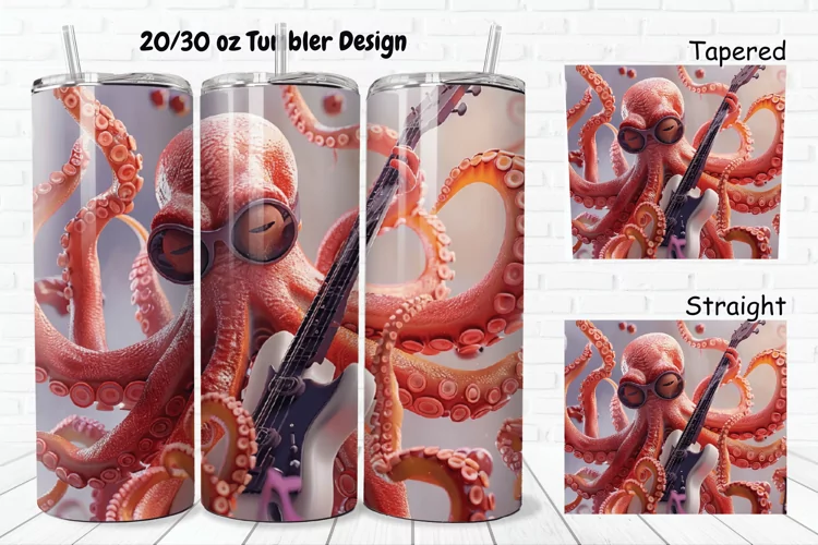 3D Musician Octopus 20/30oz Skinny Tumbler