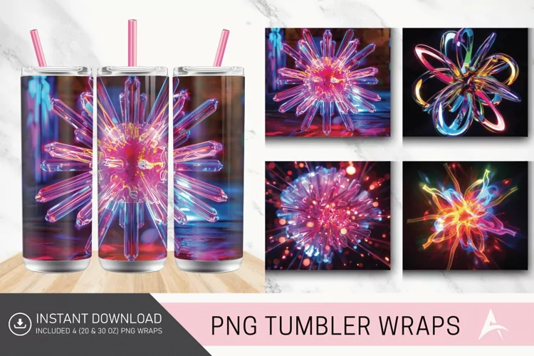 3D Neon Atomic Burst Tumbler wrap