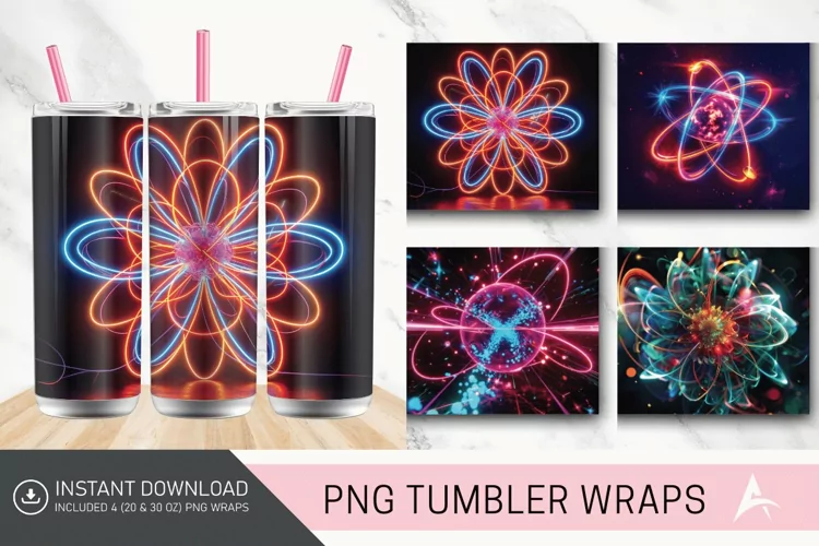 3D Neon Atomic Burst Tumbler wrap