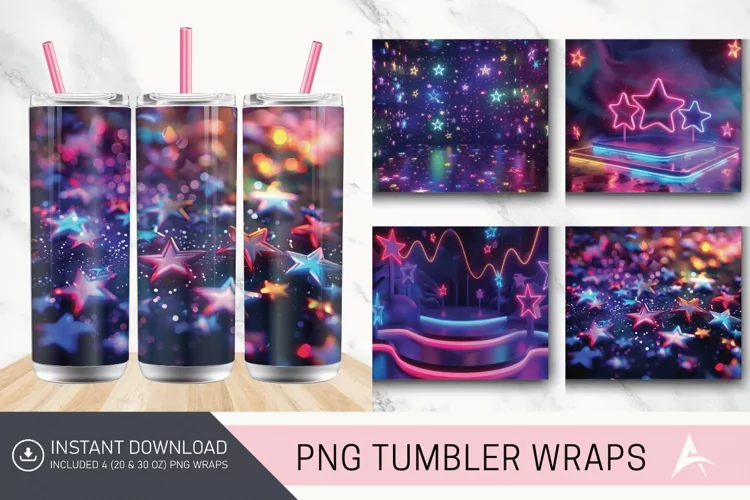 3D Neon Starry Nights Tumbler wrap