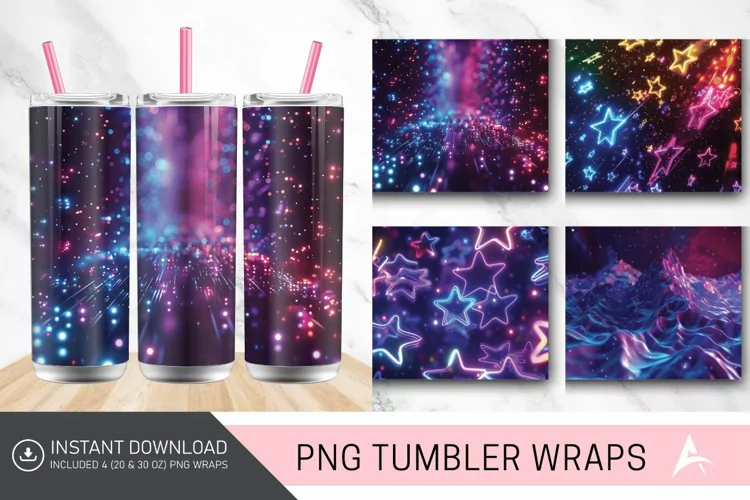 3D Neon Starry Nights Tumbler wrap