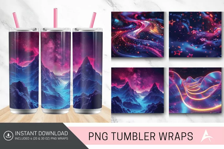 3D Neon Starry Nights Tumbler wrap